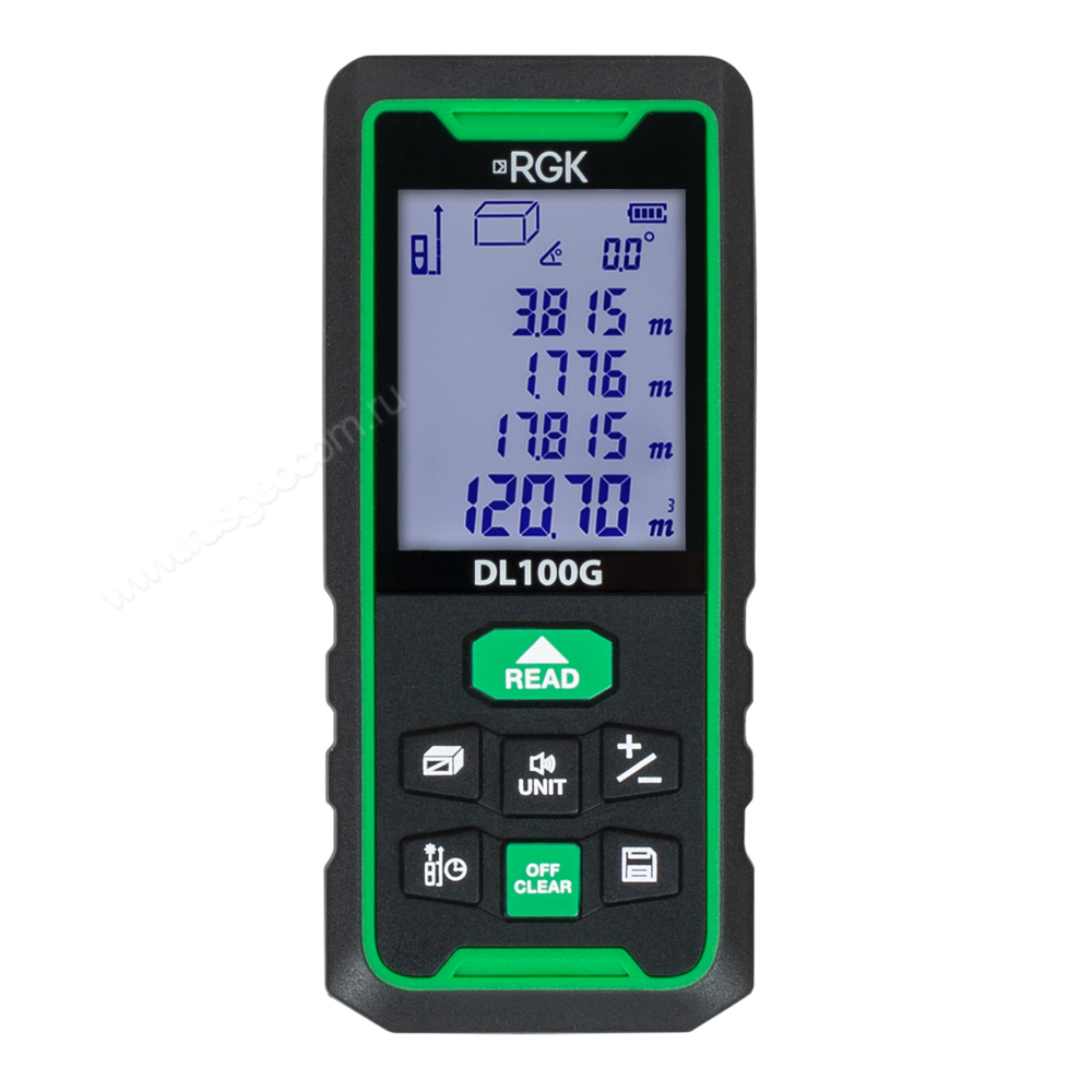 Лазерный дальномер RGK DL100G - зеленый луч
